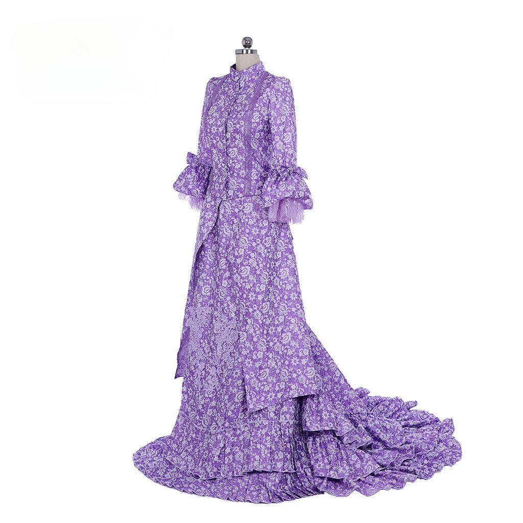 Elegant Astricos Gothic Purple Bustle Gown | Civil War Era Southern Belle Ball Dress for Special Occasions - Astricos