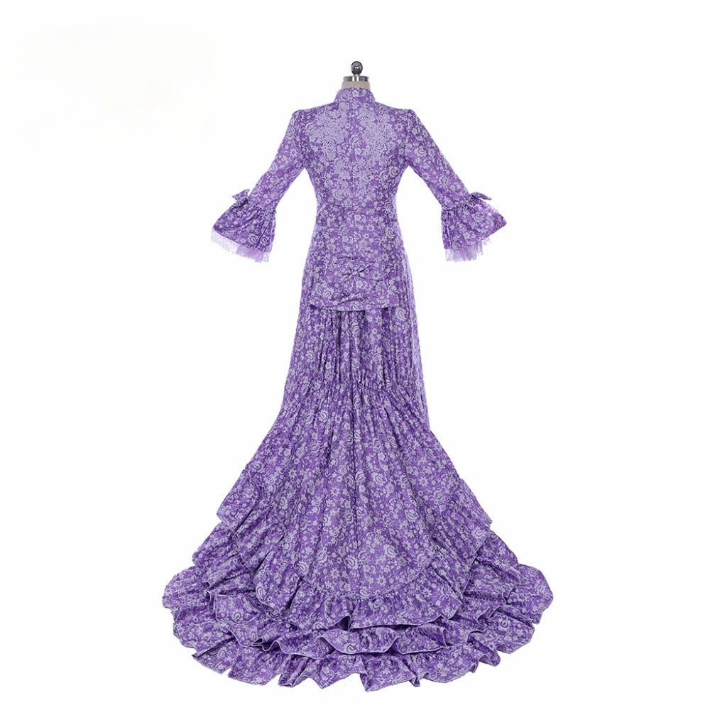 Elegant Astricos Gothic Purple Bustle Gown | Civil War Era Southern Belle Ball Dress for Special Occasions - Astricos