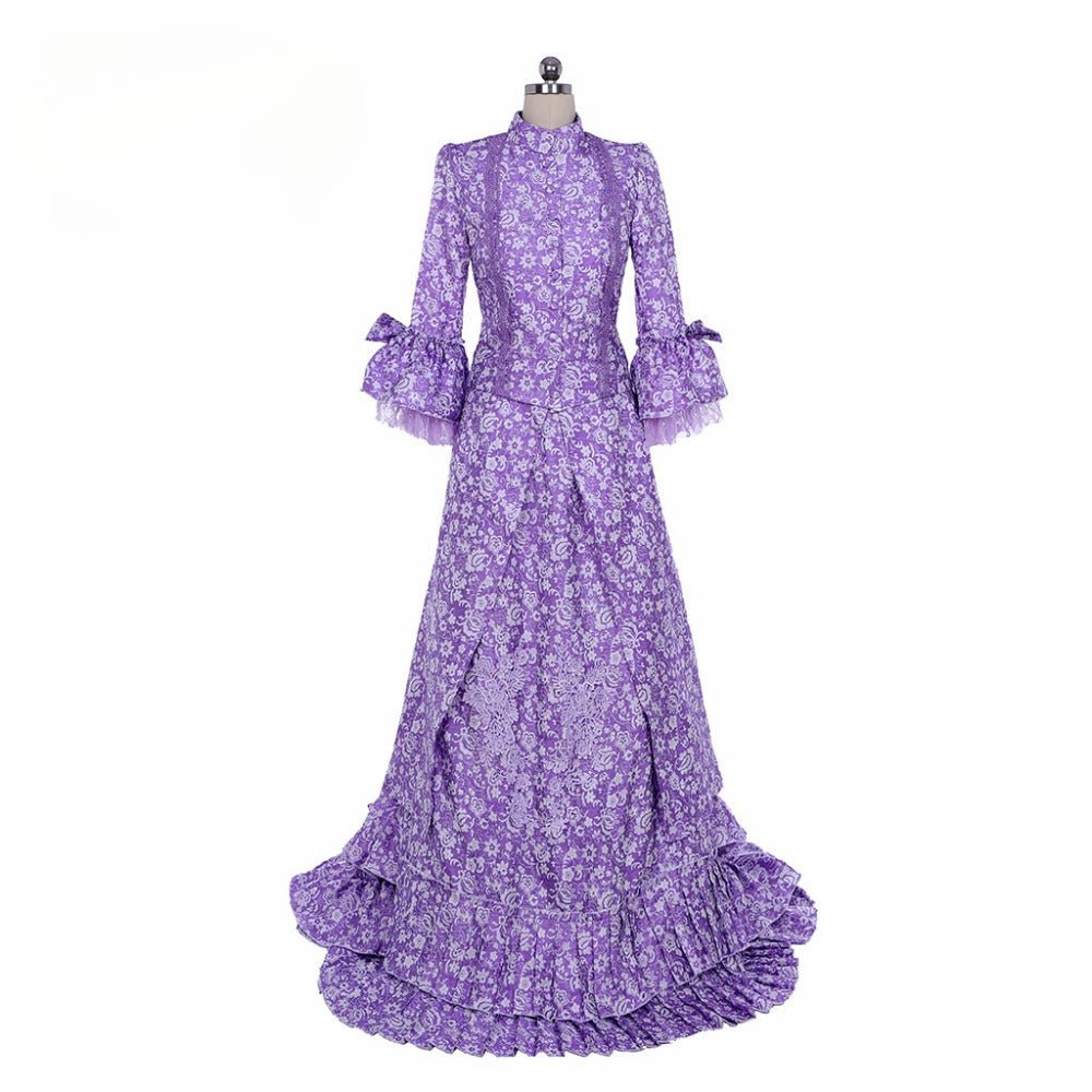 Elegant Astricos Gothic Purple Bustle Gown | Civil War Era Southern Belle Ball Dress for Special Occasions - Astricos