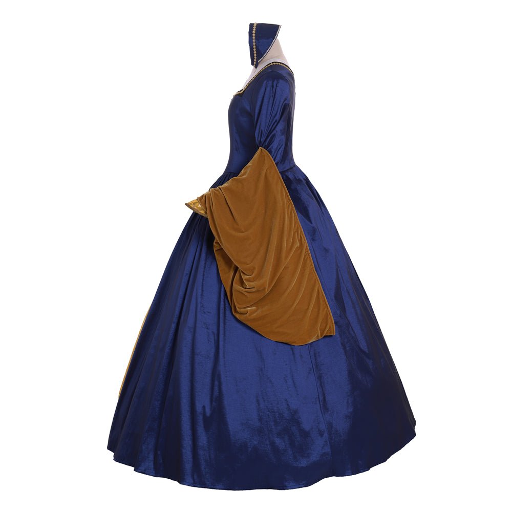 Astricos Tudor Renaissance Dress | Anne Boleyn Inspired Blue Cosplay Costume for Women - Astricos