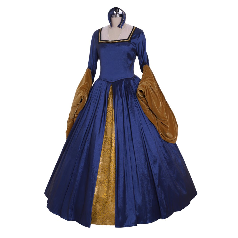 Astricos Tudor Renaissance Dress | Anne Boleyn Inspired Blue Cosplay Costume for Women - Astricos