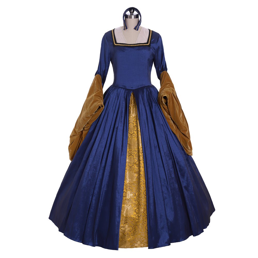 Astricos Tudor Renaissance Dress | Anne Boleyn Inspired Blue Cosplay Costume for Women - Astricos