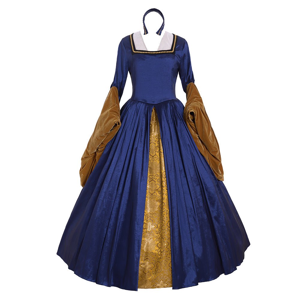 Astricos Tudor Renaissance Dress | Anne Boleyn Inspired Blue Cosplay Costume for Women - Astricos