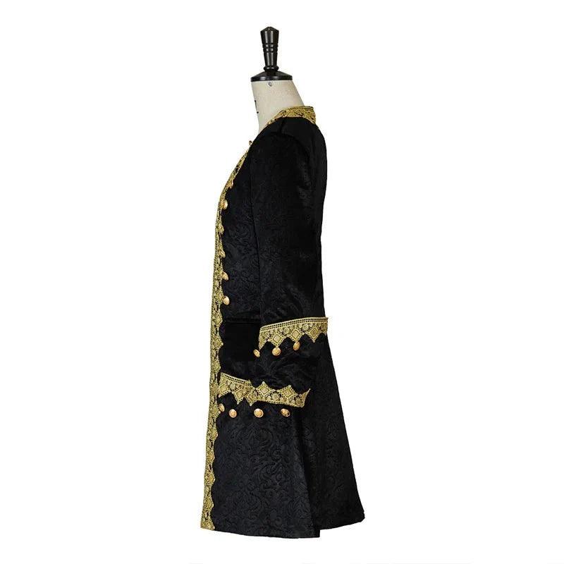 Elegant Astricos Men's Gothic Medieval Prince Coat with Top Hat | Steampunk Retro Ball Jacket - Astricos