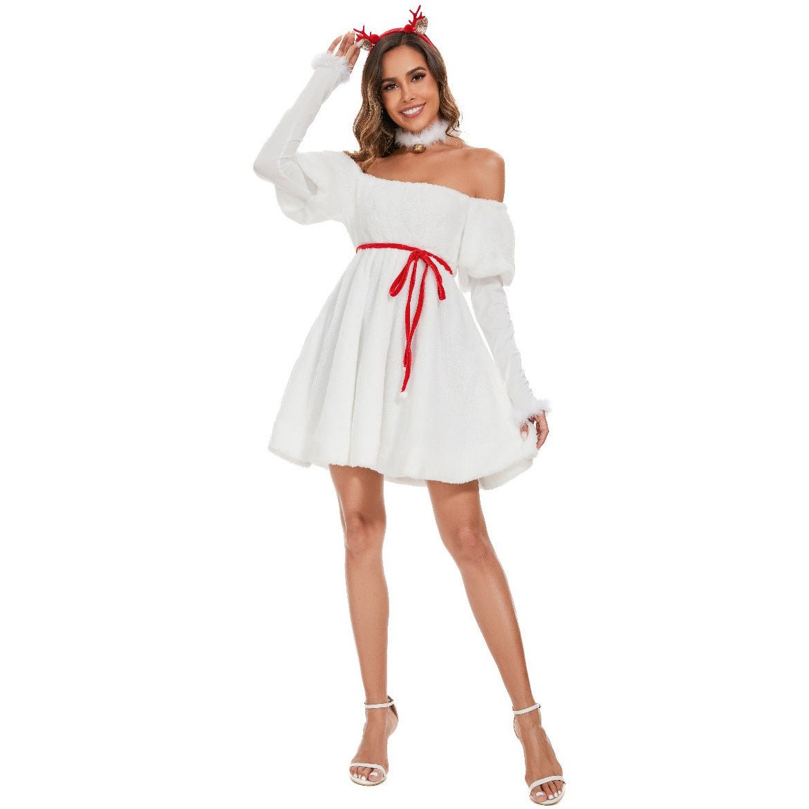 Astricos White Snowman Christmas Dress - Festive Snow Elf Costume for Holiday Joy - Astricos