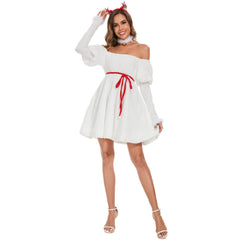 Astricos White Snowman Christmas Dress - Festive Snow Elf Costume for Holiday Joy - Astricos