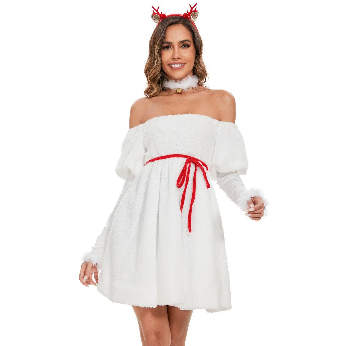 Astricos White Snowman Christmas Dress - Festive Snow Elf Costume for Holiday Joy - Astricos