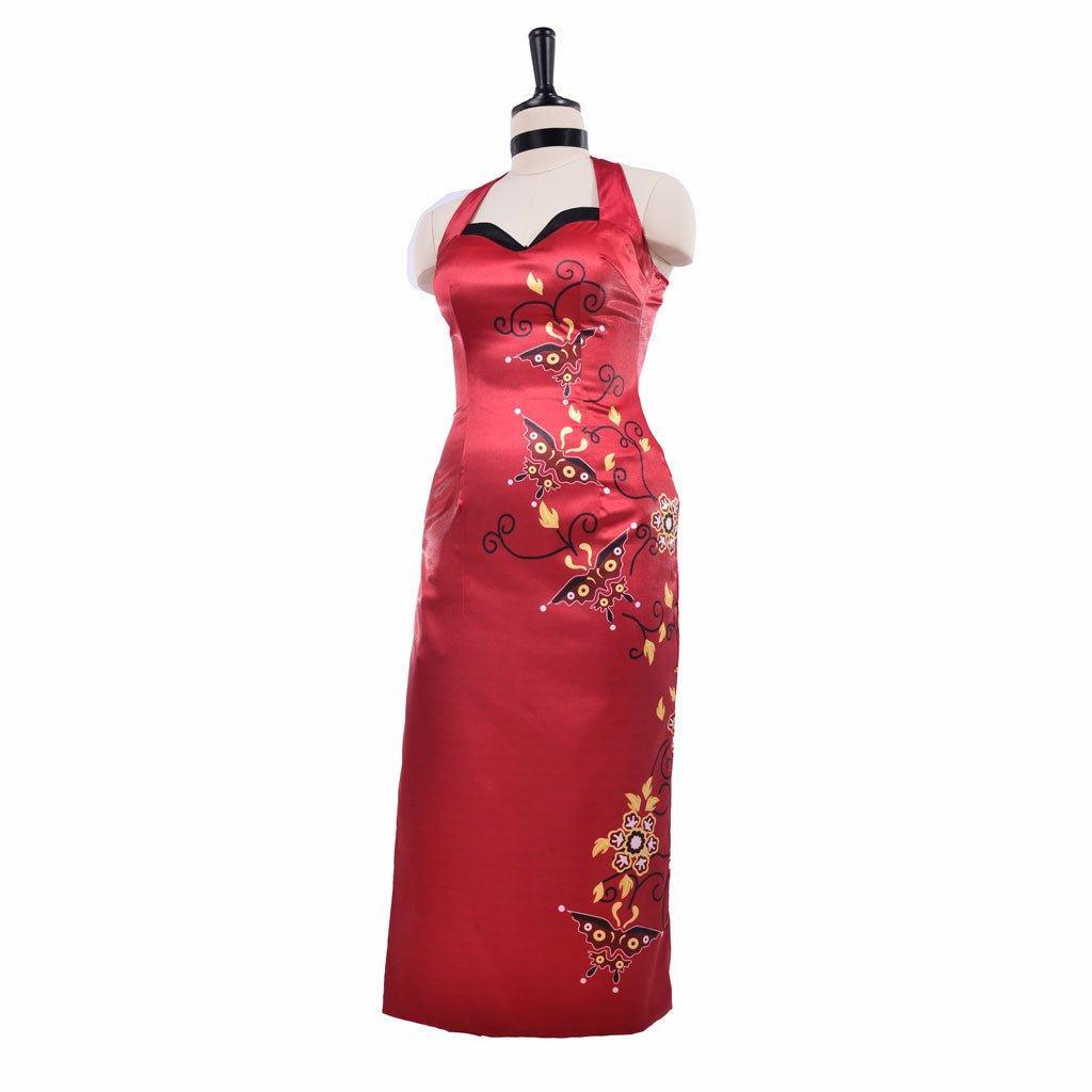 Women's Ada Wong Astricos Cosplay Costume | Red Printed Cheongsam Dress | Resident Evil - Astricos