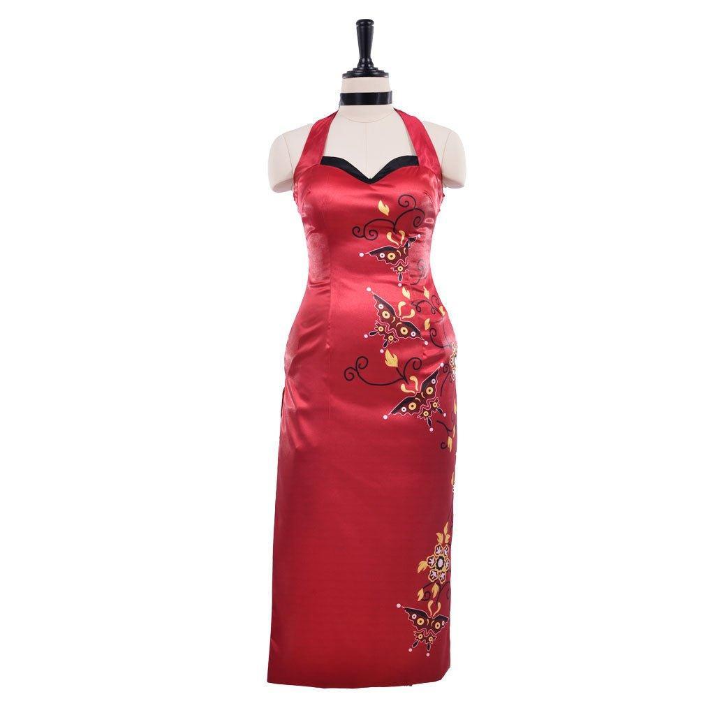 Women's Ada Wong Astricos Cosplay Costume | Red Printed Cheongsam Dress | Resident Evil - Astricos