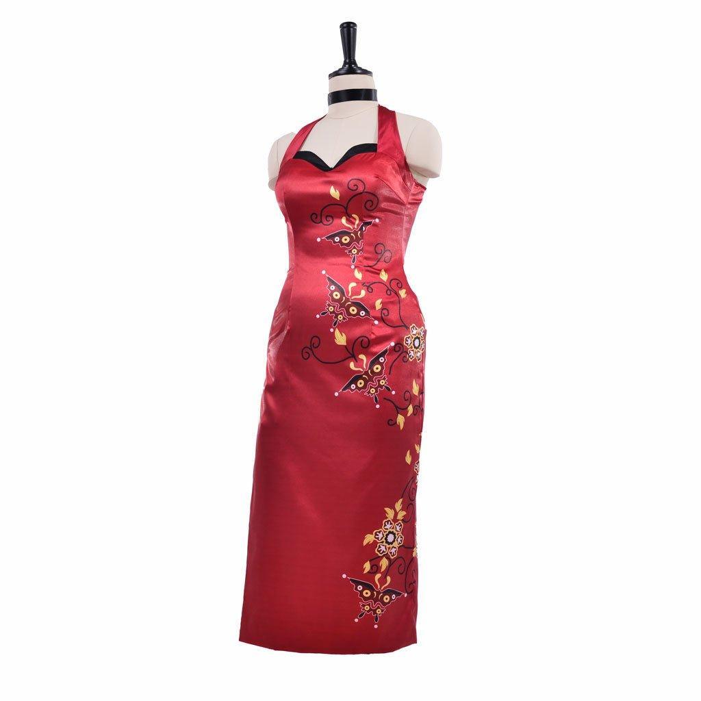 Women's Ada Wong Astricos Cosplay Costume | Red Printed Cheongsam Dress | Resident Evil - Astricos