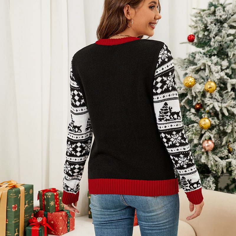 Women’s Festive Reindeer Knitted Pullover Sweater - Astricos 2024 Autumn Winter Collection - Astricos