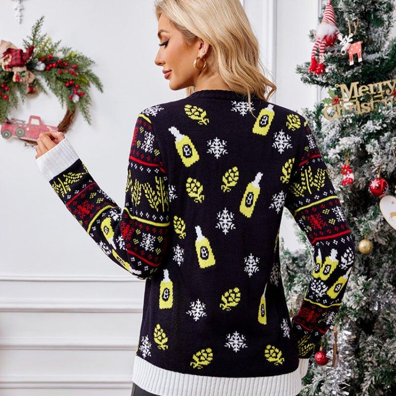 Women's Festive Santa Pullover Sweater - Cozy Long Sleeve Winter Knitwear | Astricos - Astricos