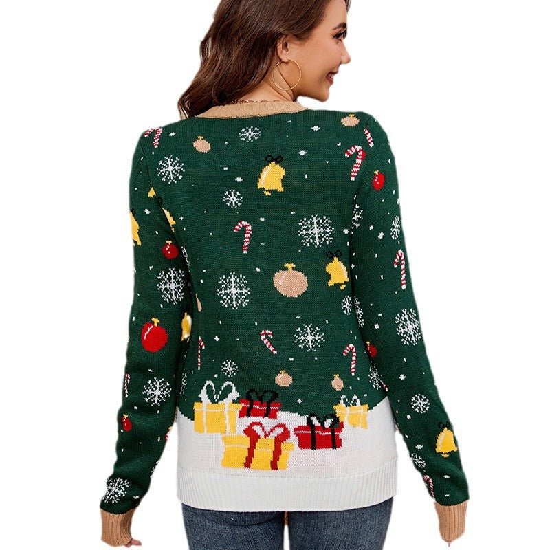 Women's LED Light-Up Christmas Sweater 2024 | Astricos Santa Crewneck for Winter Celebrations - Astricos