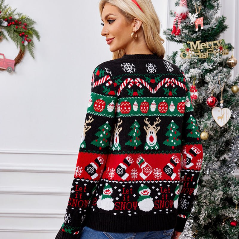 Women's Oversized Festive Cardigan | 2024 Winter Long Sleeve Knitted Sweater Coat - Astricos