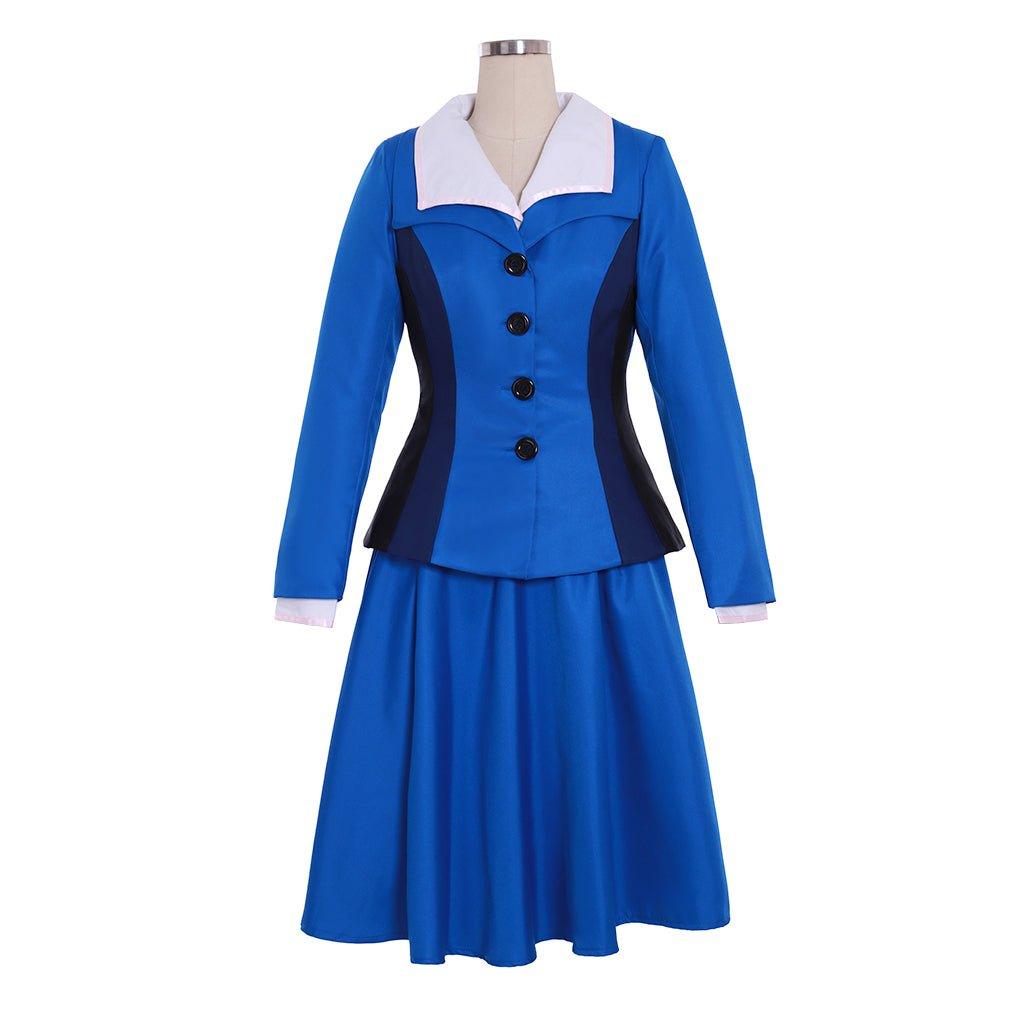 Women's Astricos Peggy Carter Cosplay Costume - 3pcs Blue Skirt Uniform - Astricos