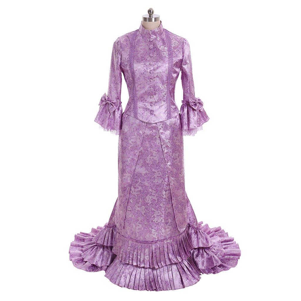 Women's Gothic Victorian Bustle Dress | Purple Cosplay Gown for Elegant Occasions - Astricos