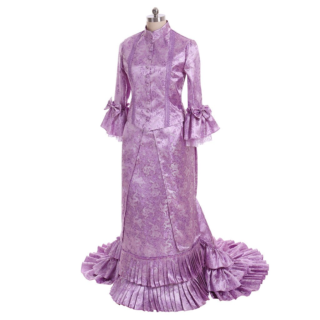 Women's Gothic Victorian Bustle Dress | Purple Cosplay Gown for Elegant Occasions - Astricos