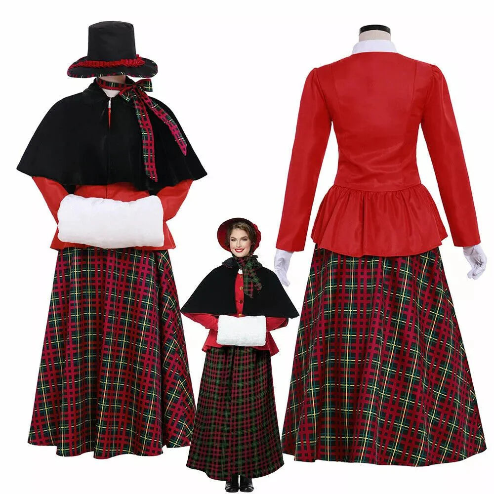 Women's Astricos Victorian Christmas Carolers Costume | Elegant Dickens Holiday Dress - Astricos