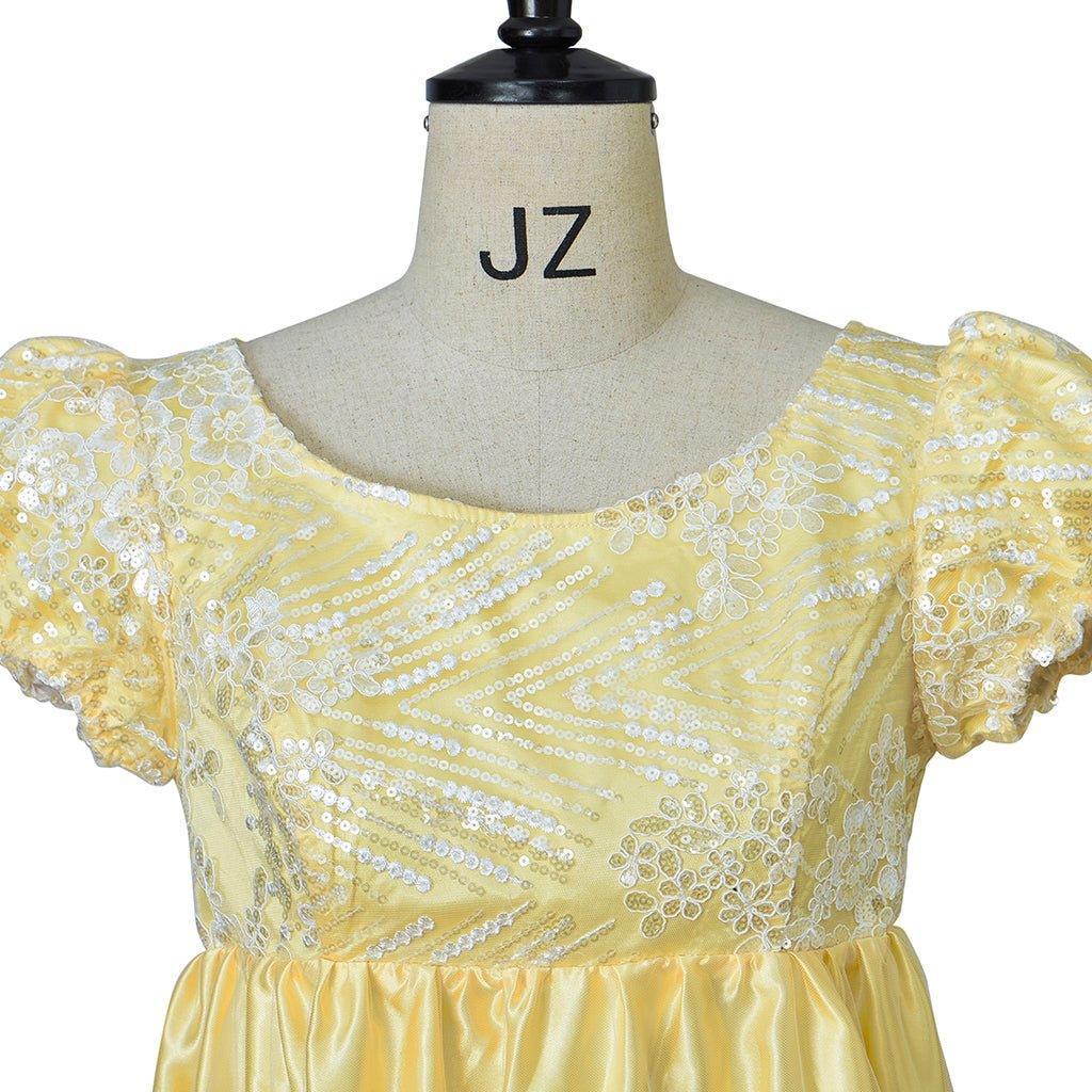 Stunning Yellow Silk Empire Gown | Astricos Regency-Inspired Cosplay Dress - Astricos