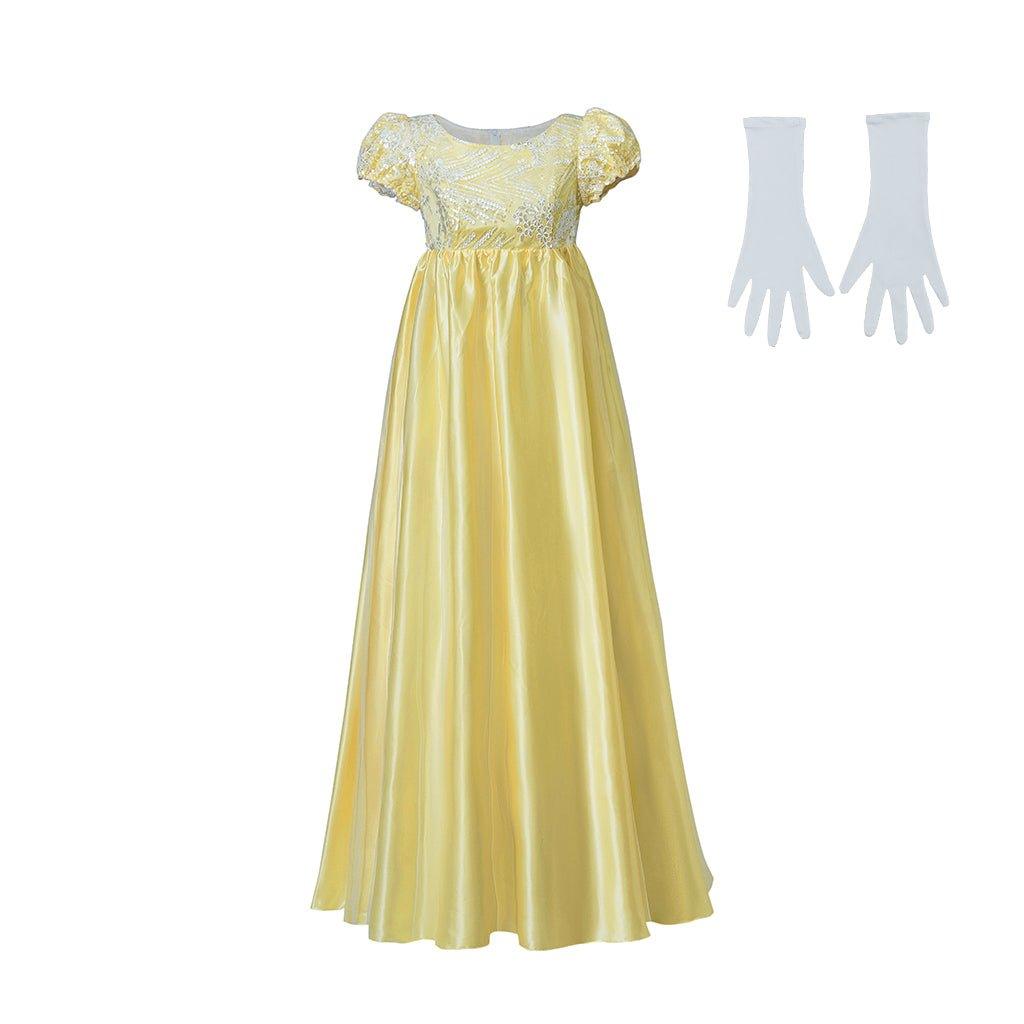 Stunning Yellow Silk Empire Gown | Astricos Regency-Inspired Cosplay Dress - Astricos