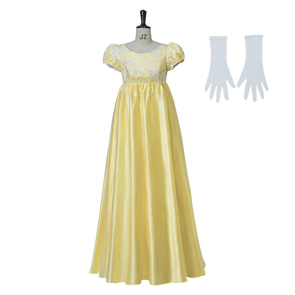 Stunning Yellow Silk Empire Gown | Astricos Regency-Inspired Cosplay Dress - Astricos