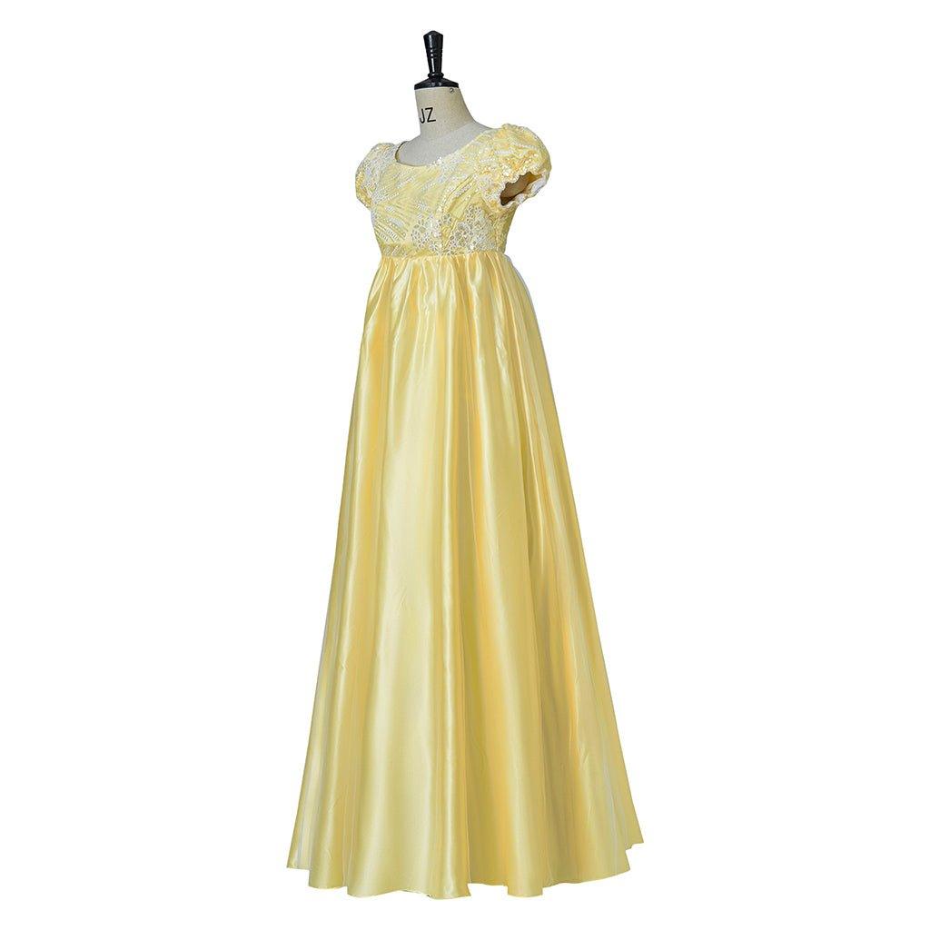 Stunning Yellow Silk Empire Gown | Astricos Regency-Inspired Cosplay Dress - Astricos